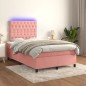 vidaXL Cama box spring con colchón y LED terciopelo rosa 120x190 cm vidaXL Cama box spring con colchón y LED terciopelo rosa 120x190 cm