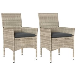 vidaXL Sillones de jardín con cojines 2 uds ratán sintético gris