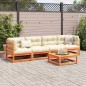 vidaXL Set de sofás jardín 5 pzas con cojines madera pino marrón cera vidaXL Set de sofás jardín 5 pzas con cojines madera pino marrón cera