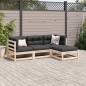 vidaXL Juego de sofás de jardín 4 pzas con cojines madera maciza pino vidaXL Juego de sofás de jardín 4 pzas con cojines madera maciza pino