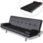 vidaXL Sofá cama con dos cojines cuero artificial ajustable negro vidaXL Sofá cama con dos cojines cuero artificial ajustable negro