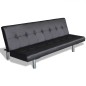 vidaXL Sofá cama con dos cojines cuero artificial ajustable negro vidaXL Sofá cama con dos cojines cuero artificial ajustable negro