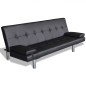 vidaXL Sofá cama con dos cojines cuero artificial ajustable negro vidaXL Sofá cama con dos cojines cuero artificial ajustable negro