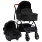 vidaXL Cochecito de bebé 3 en 1 de acero gris antracita y negro vidaXL Cochecito de bebé 3 en 1 de acero gris antracita y negro