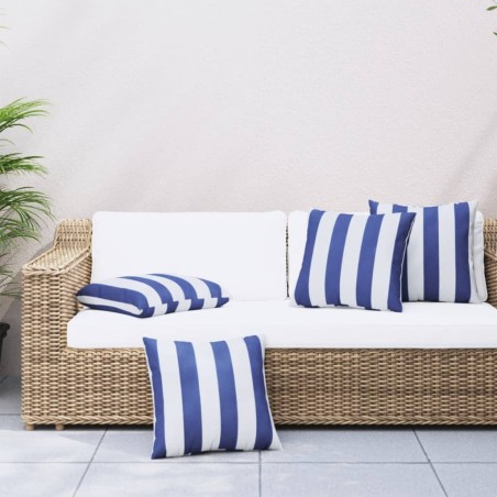 vidaXL Cojines decorativos 4 uds tela azul y blanco 40x40 cm