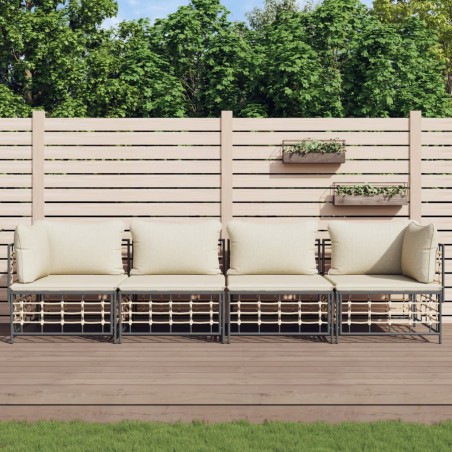 vidaXL Juego de muebles de jardín 4 pzas y cojines ratán PE antracita