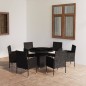 vidaXL Juego de comedor para jardín 7 piezas ratán sintético negro vidaXL Juego de comedor para jardín 7 piezas ratán sintético negro