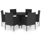 vidaXL Juego de comedor para jardín 7 piezas ratán sintético negro vidaXL Juego de comedor para jardín 7 piezas ratán sintético negro