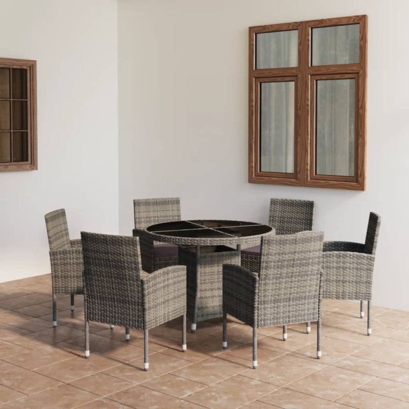 vidaXL Set comedor jardín 7 pzas ratán sintético gris antracita y gris vidaXL Set comedor jardín 7 pzas ratán sintético gris antracita y gris