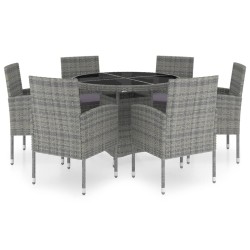 vidaXL Set comedor jardín 7 pzas ratán sintético gris antracita y gris