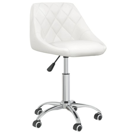 vidaXL Silla de comedor giratoria cuero sintético blanco