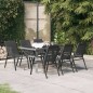 vidaXL Juego de comedor de jardín 7 piezas con cojines gris y negro vidaXL Juego de comedor de jardín 7 piezas con cojines gris y negro