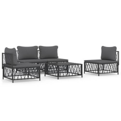 vidaXL Juego muebles de jardín 5 pzas y cojines acero gris antracita