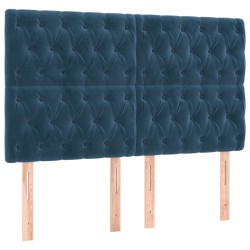 vidaXL Cabeceros 4 unidades de terciopelo azul oscuro 80x7x78/88 cm