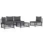 vidaXL Juego muebles de jardín 5 pzas y cojines acero gris antracita vidaXL Juego muebles de jardín 5 pzas y cojines acero gris antracita