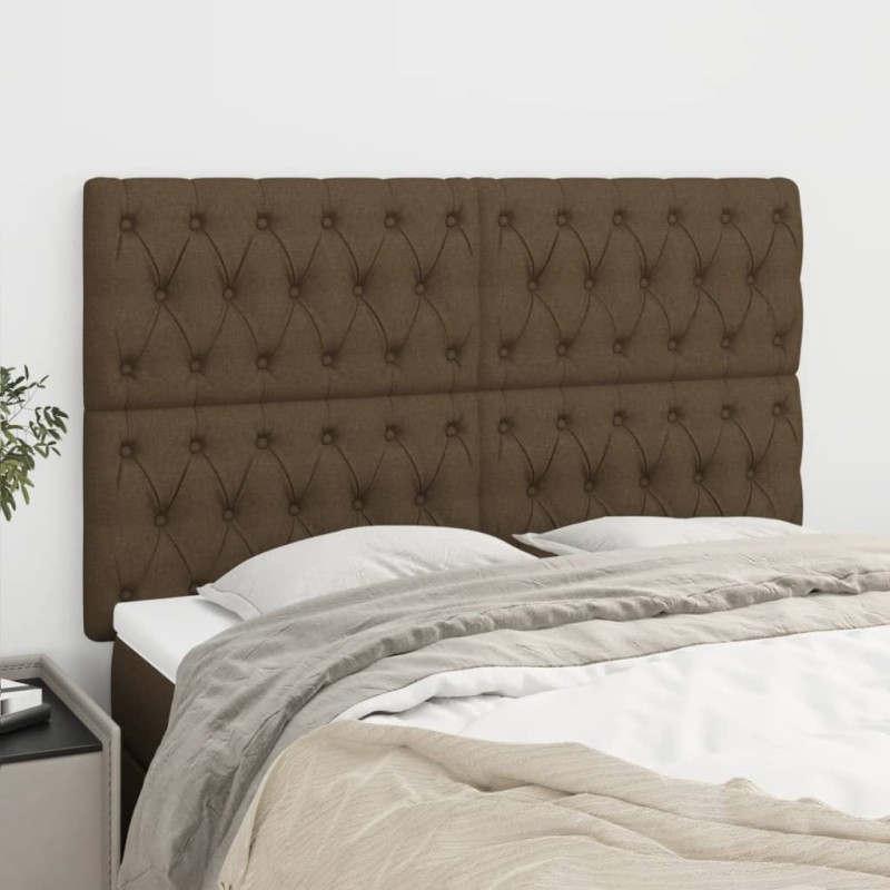 vidaXL Cabeceros 4 unidades de tela marrón oscuro 80x7x78/88 cm vidaXL Cabeceros 4 unidades de tela marrón oscuro 80x7x78/88 cm