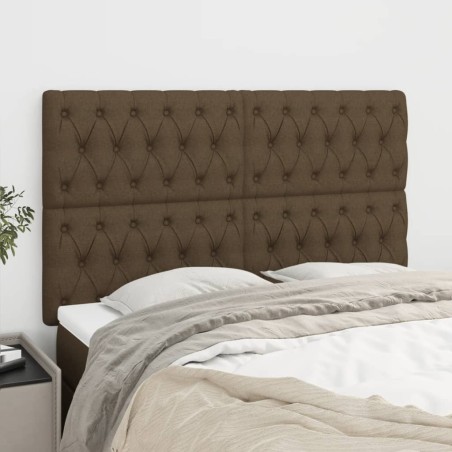 vidaXL Cabeceros 4 unidades de tela marrón oscuro 80x7x78/88 cm