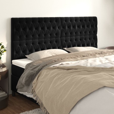 vidaXL Cabeceros 4 unidades de terciopelo negro 90x7x78/88 cm