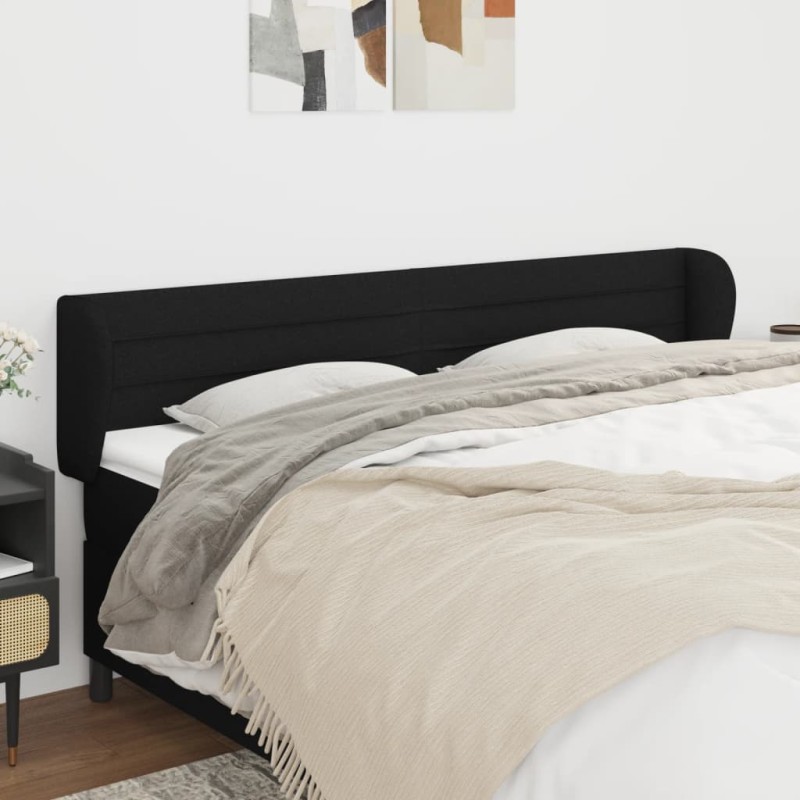 vidaXL Cabecero de tela negro 163x23x78/88 cm vidaXL Cabecero de tela negro 163x23x78/88 cm