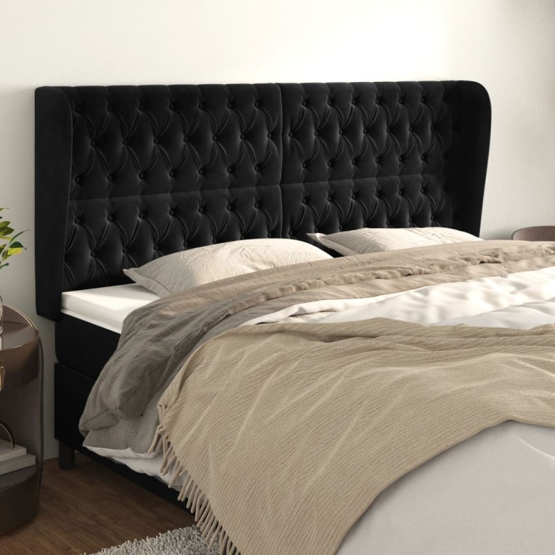 vidaXL Cabecero con orejas de terciopelo gris claro 183x23x118/128 cm vidaXL Cabecero con orejas de terciopelo gris claro 183x23x118/128 cm