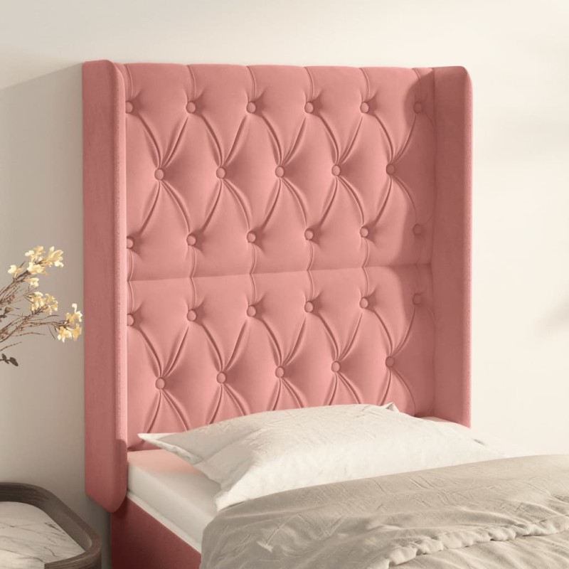 vidaXL Cabecero con orejas de terciopelo rosa 83x16x118/128 cm vidaXL Cabecero con orejas de terciopelo rosa 83x16x118/128 cm