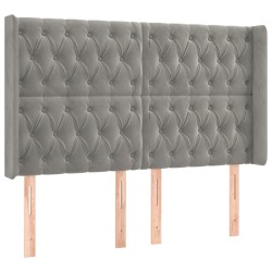 vidaXL Cabecero con orejas de terciopelo gris claro 147x16x118/128 cm