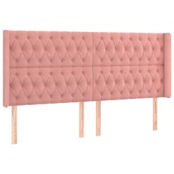 vidaXL Cabecero con orejas de terciopelo rosa 203x16x118/128 cm