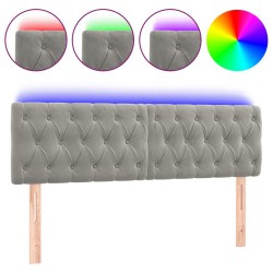 vidaXL Cabecero con LED de terciopelo gris claro 144x7x78/88 cm