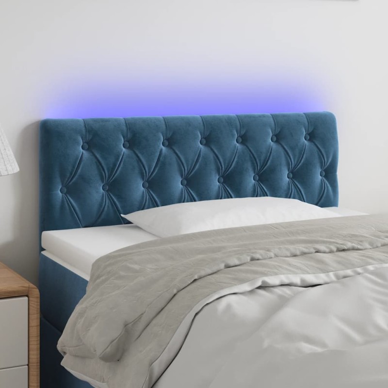 vidaXL Cabecero con LED de terciopelo azul oscuro 100x7x78/88 cm vidaXL Cabecero con LED de terciopelo azul oscuro 100x7x78/88 cm