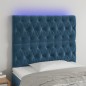 vidaXL Cabecero con luces LED terciopelo azul oscuro 100x7x118/128 cm vidaXL Cabecero con luces LED terciopelo azul oscuro 100x7x118/128 cm