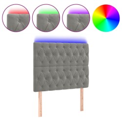 vidaXL Cabecero con luces LED terciopelo gris claro 90x7x118/128 cm
