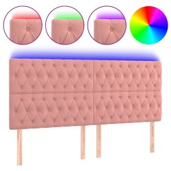 vidaXL Cabecero con luces LED terciopelo rosa 200x7x118/128 cm