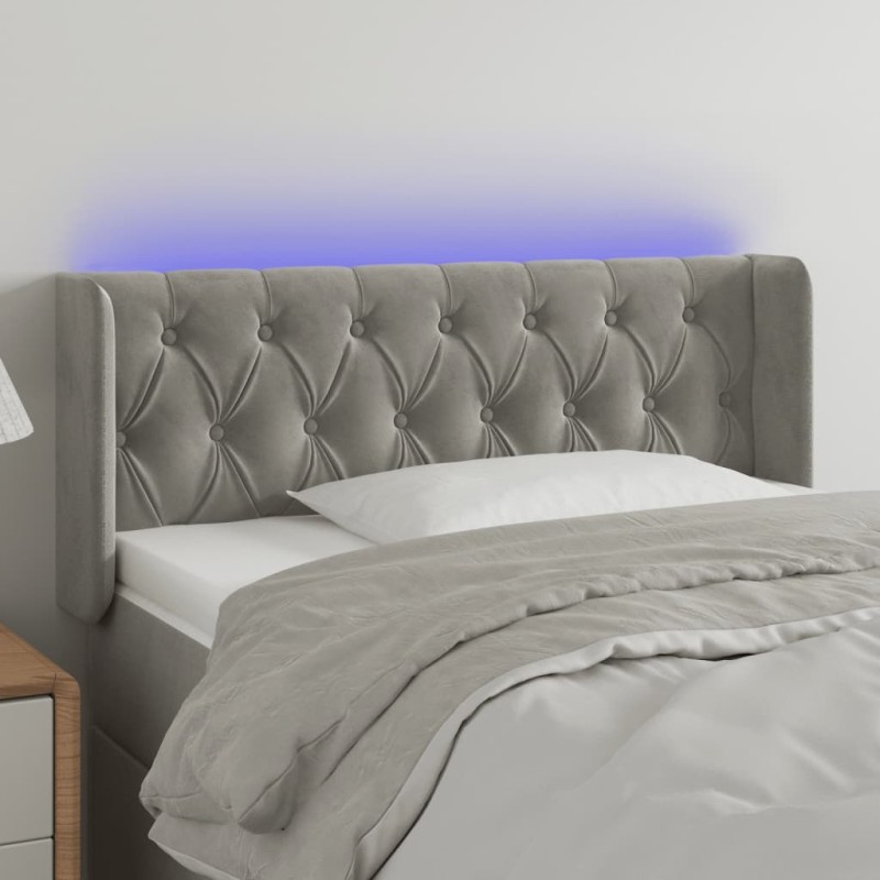 vidaXL Cabecero con LED de terciopelo gris claro 93x16x78/88 cm vidaXL Cabecero con LED de terciopelo gris claro 93x16x78/88 cm