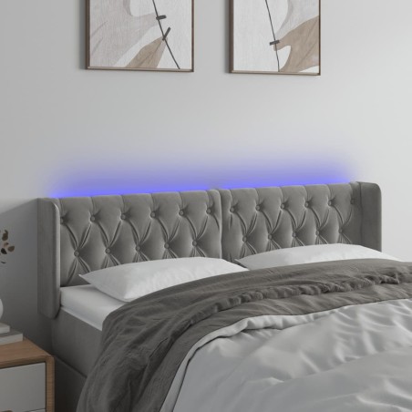 vidaXL Cabecero con LED de terciopelo gris claro 147x16x78/88 cm