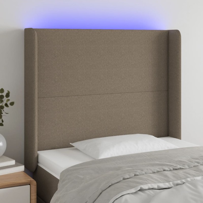 vidaXL Cabecero con LED de tela gris taupe 83x16x118/128 cm vidaXL Cabecero con LED de tela gris taupe 83x16x118/128 cm