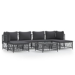 vidaXL Juego de muebles de jardín 7 pzas con cojines acero antracita