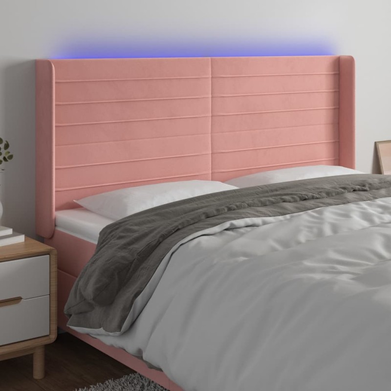 vidaXL Cabecero con LED de terciopelo rosa 163x16x118/128 cm vidaXL Cabecero con LED de terciopelo rosa 163x16x118/128 cm