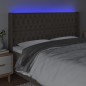 vidaXL Cabecero con LED de tela gris taupe 203x16x118/128 cm vidaXL Cabecero con LED de tela gris taupe 203x16x118/128 cm