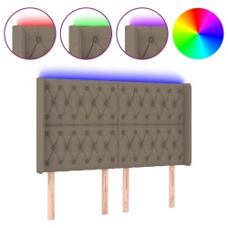 vidaXL Cabecero con LED de tela gris taupe 163x16x118/128 cm