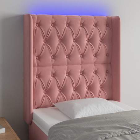 vidaXL Cabecero con LED de terciopelo rosa 83x16x118/128 cm 