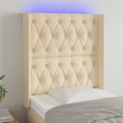 vidaXL Cabecero con LED de tela color crema 83x16x118/128 cm