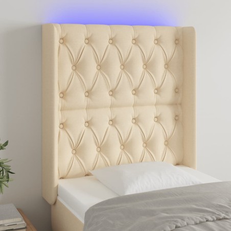 vidaXL Cabecero con LED de tela color crema 83x16x118/128 cm