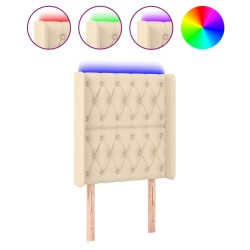 vidaXL Cabecero con LED de tela color crema 83x16x118/128 cm