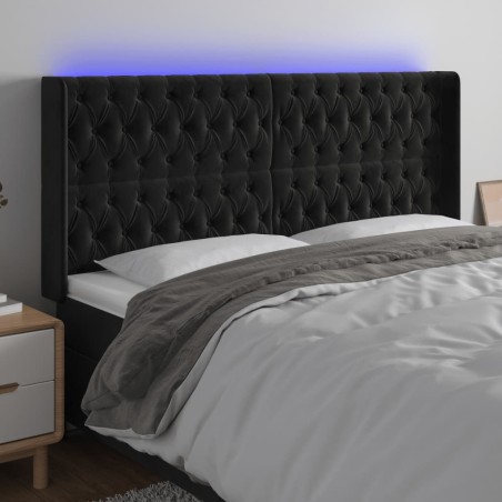 vidaXL Cabecero con LED de terciopelo negro 183x16x118/128 cm