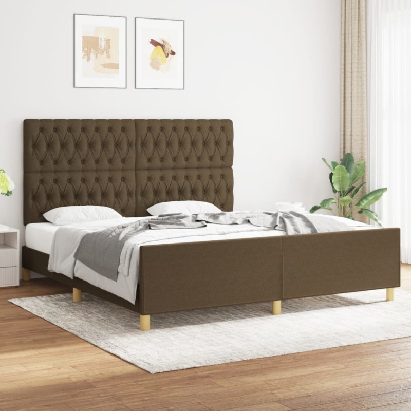 vidaXL Estructura de cama con cabecero de tela marrón 180x200 cm vidaXL Estructura de cama con cabecero de tela marrón 180x200 cm