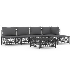 vidaXL Juego muebles de jardín 6 pzas y cojines acero gris antracita