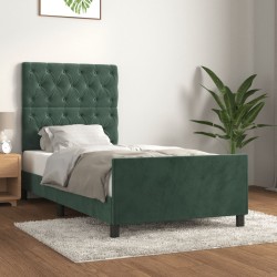 vidaXL Estructura cama con cabecero terciopelo verde oscuro 80x200 cm