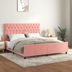 vidaXL Estructura de cama con cabecero de terciopelo rosa 160x200 cm