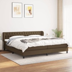 vidaXL Cama box spring con colchón tela marrón oscuro 200x200 cm