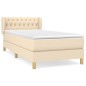 vidaXL Cama box spring con colchón tela color crema 100x200 cm vidaXL Cama box spring con colchón tela color crema 100x200 cm